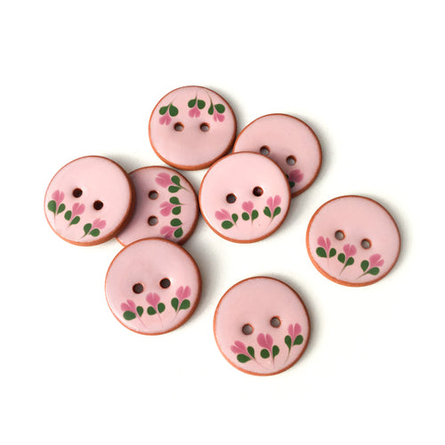 Pink Flower Buttons - 7/8