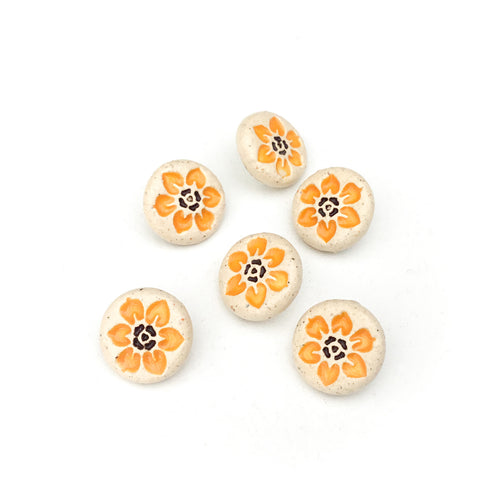 Orange Hawaiian Petals Shank Button - 9/16
