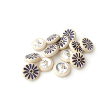 Load image into Gallery viewer, Dark Blue Daisy Shank Buttons - 9/16&quot;