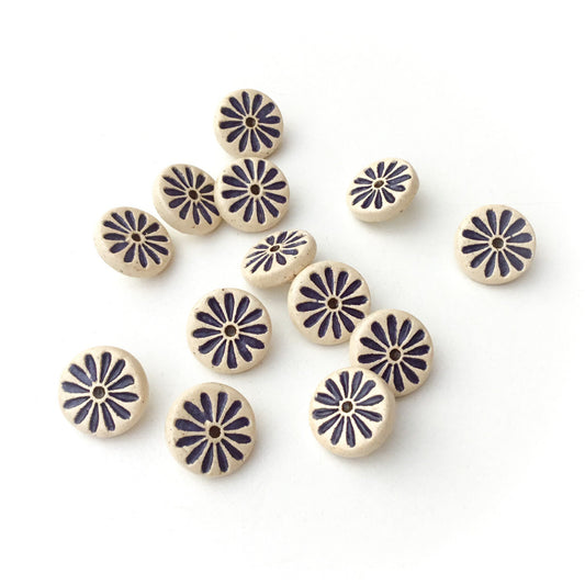 Dark Blue Daisy Shank Buttons - 9/16"