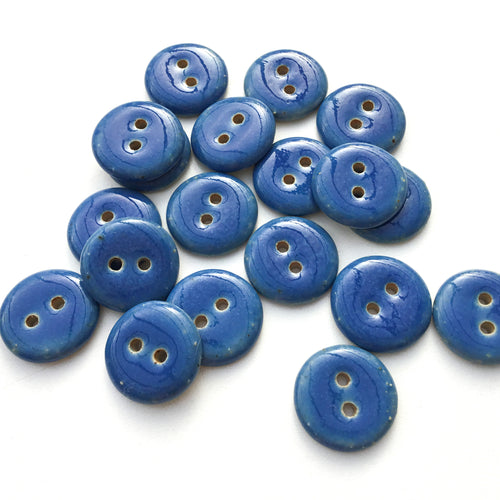 Royal Blue Ceramic Stoneware Buttons - 3/4