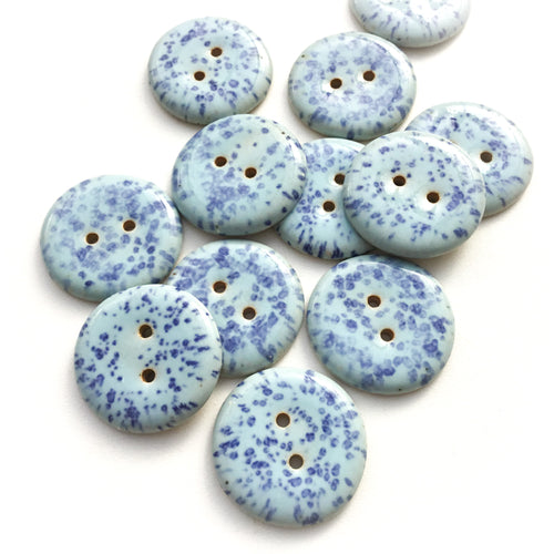 Speckled Blue Stoneware Buttons - 1 1/16