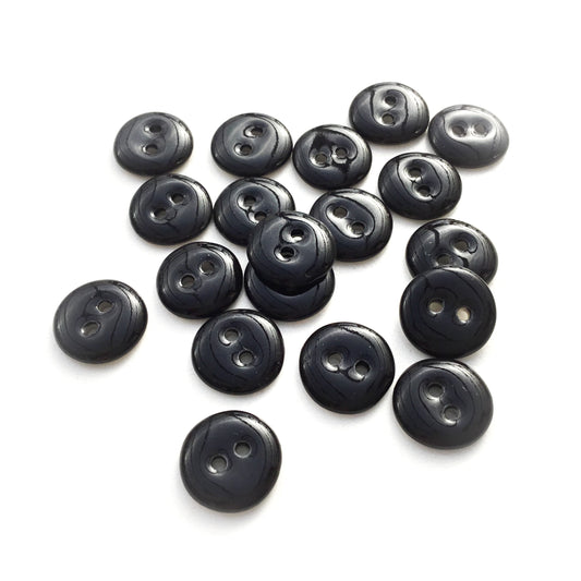 Black Porcelain Clay Buttons - 1/2"