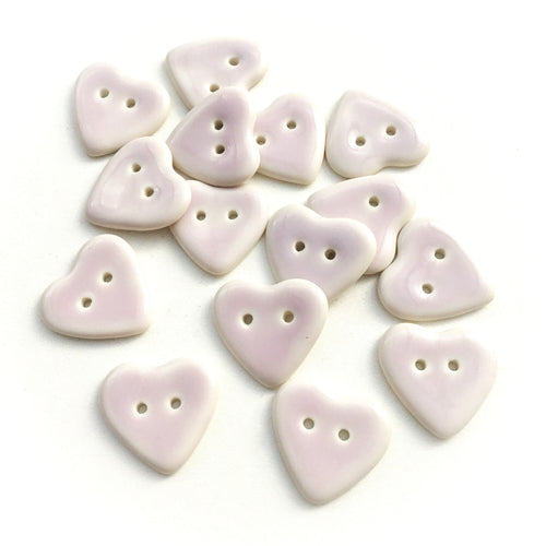 The Softest Purple Porcelain Heart Buttons - 13/16