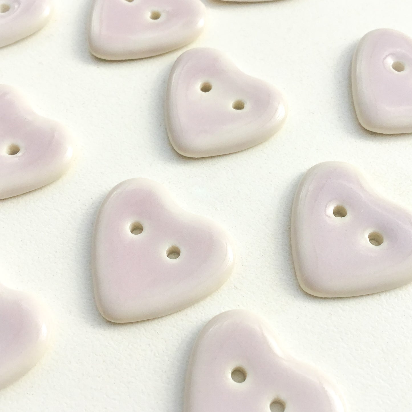 The Softest Purple Porcelain Heart Buttons - 13/16"