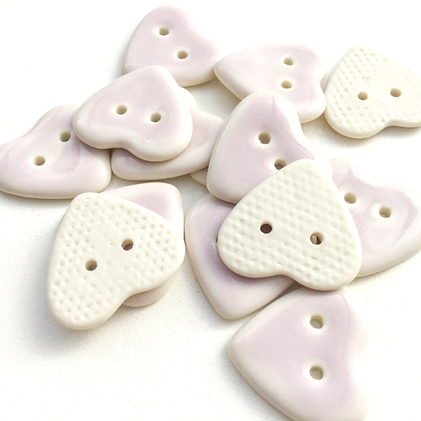 The Softest Purple Porcelain Heart Buttons - 13/16"