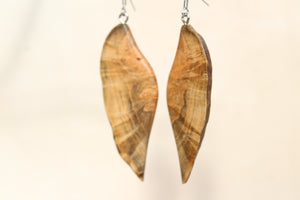 Natural Wooden Earrings - Maple Burl with Live Edge