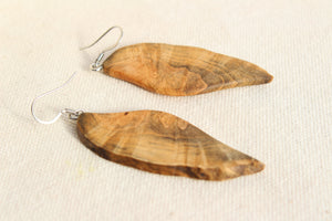 Natural Wooden Earrings - Maple Burl with Live Edge