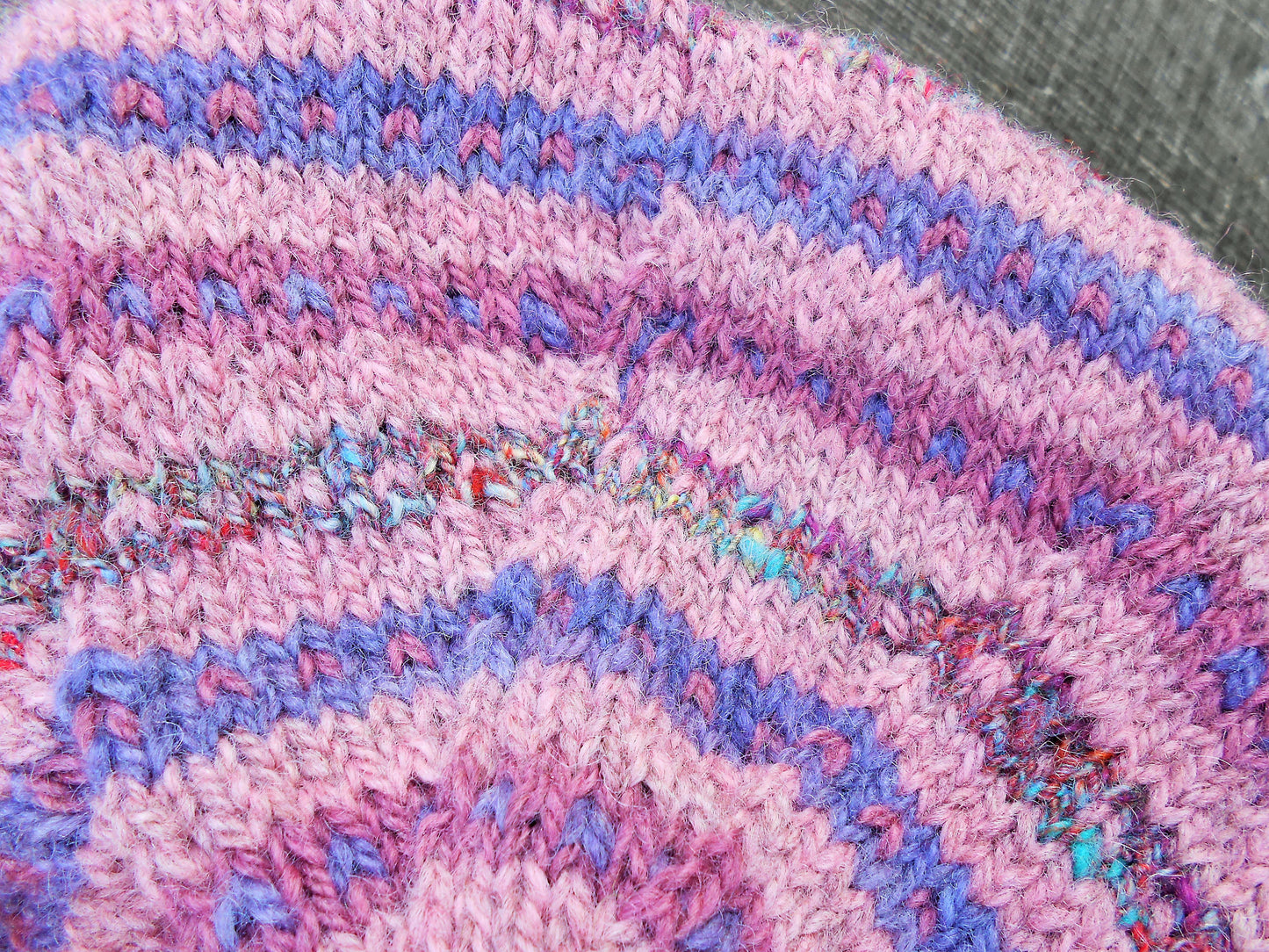 Wool Fair Isle Tam - Lavender + Pink
