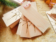 Load image into Gallery viewer, Wooden Gift Tags with Wood Burned Star Design