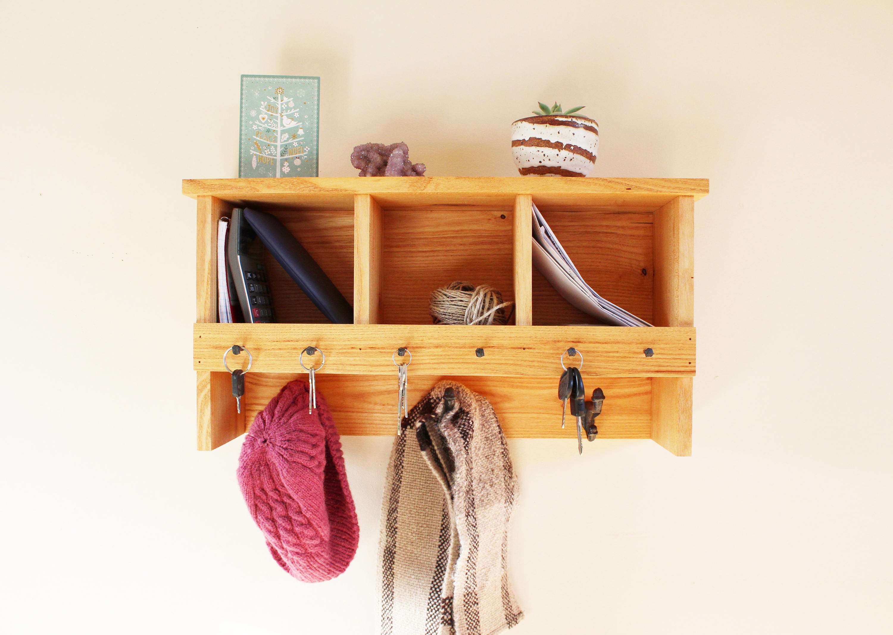 Coat rack with discount cubbies