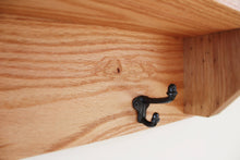 Load image into Gallery viewer, Solid Oak Coat Rack with Cast Iron Hooks