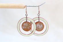 Load image into Gallery viewer, Circular Ceramic Earrings - Creamy Yellow + Caramel Brown Speckle - Handcrafted Artistic Earrings