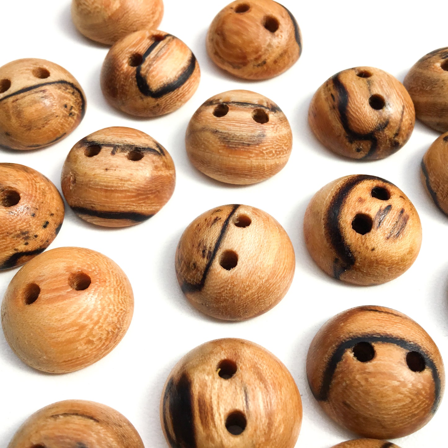 Spalted American Elm Wood Buttons - 3/4" Pillowed - 5/16" thick