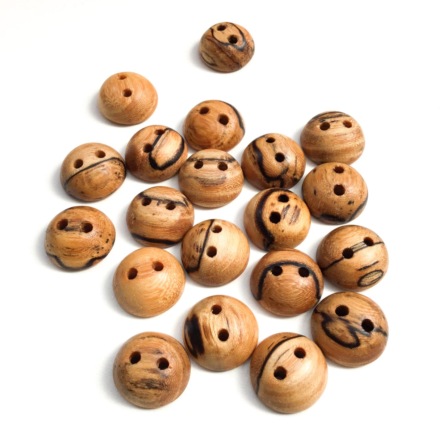 Spalted American Elm Wood Buttons - 3/4" Pillowed - 5/16" thick