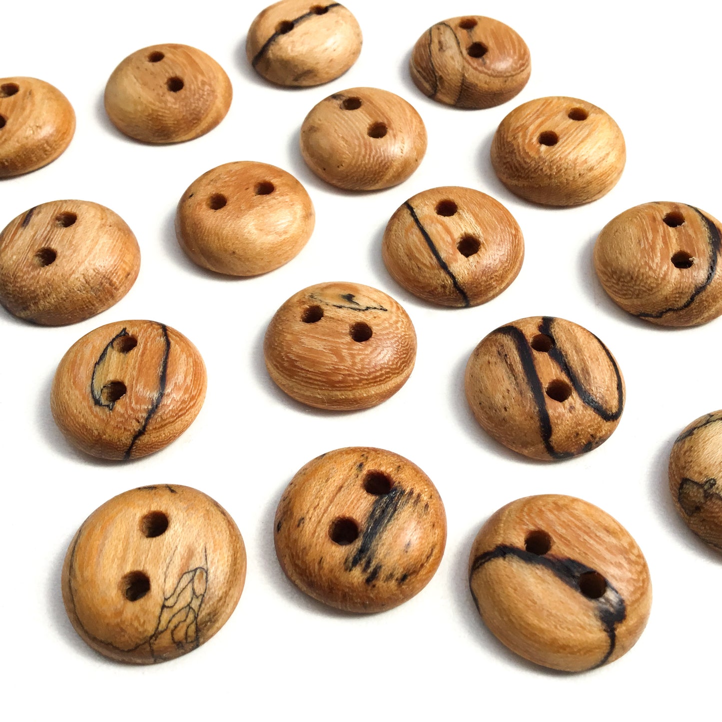 Lightly Spalted American Elm Wood Buttons - 3/4”