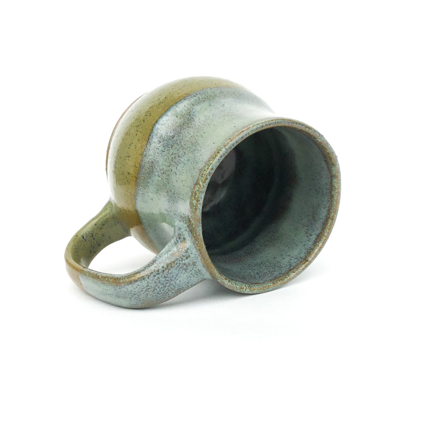 Seafoam Green & Speckled Olive Stoneware Mug - 8 ounce Ceramic Mug