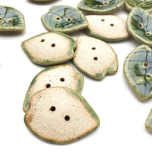 Load image into Gallery viewer, Green Leaf Stoneware Buttons - 15/16&quot; x 1 5/16&quot;