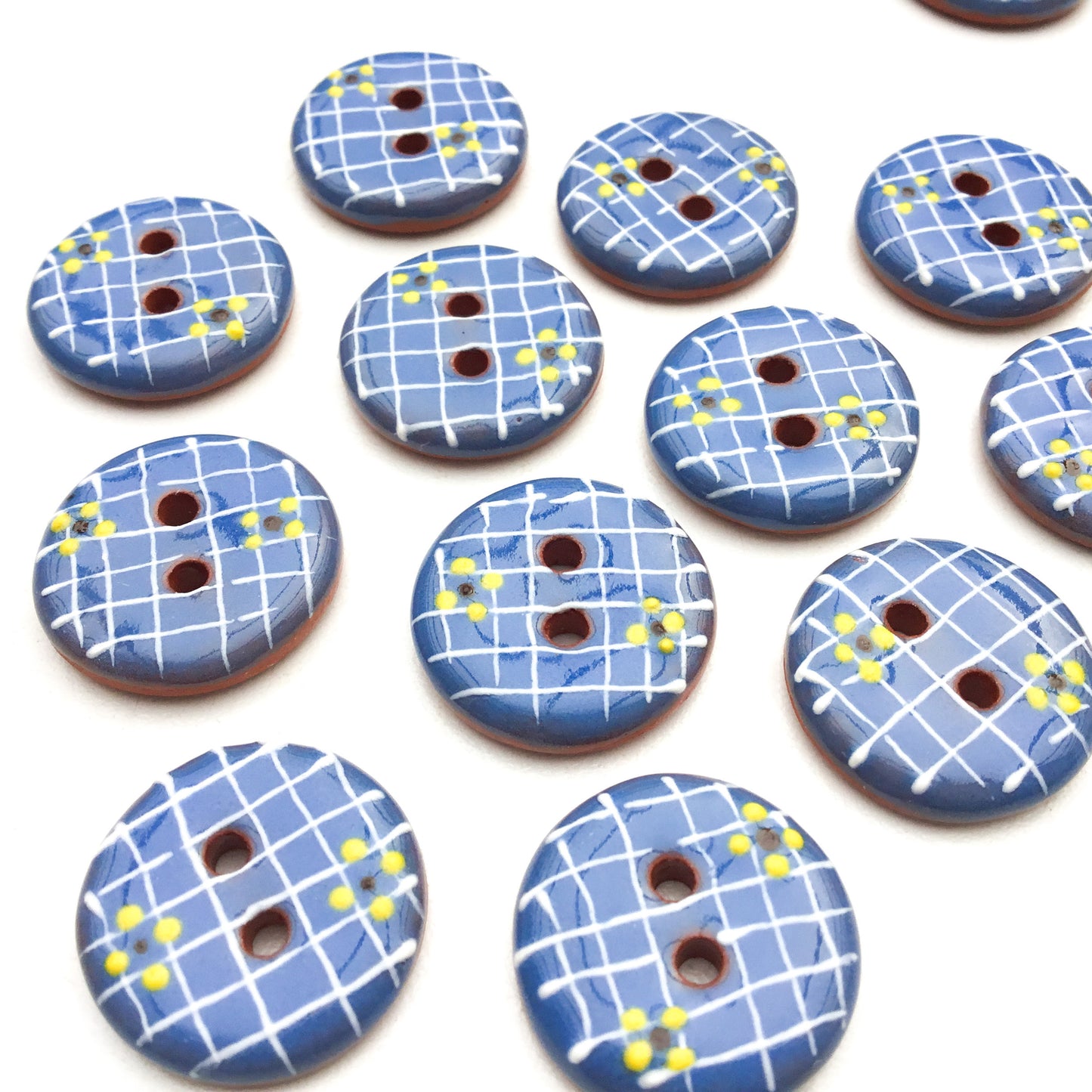 Decorative Blue Trellis Buttons - 3/4"