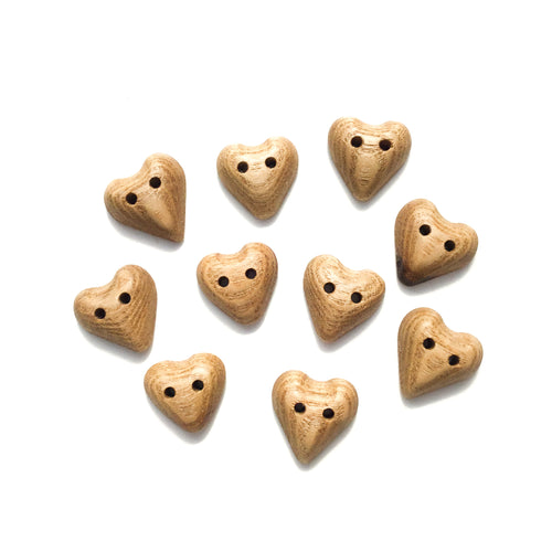 Sassafras Wood Heart Buttons - 13/16