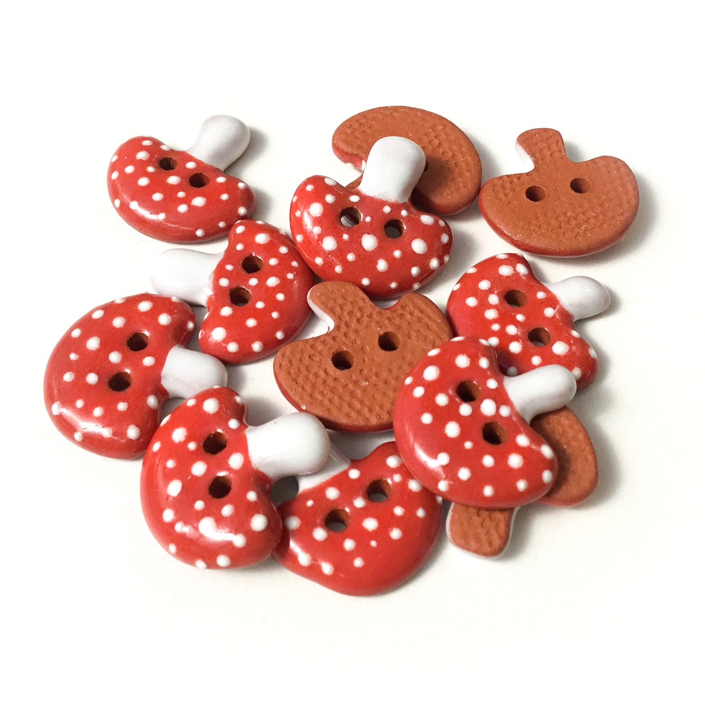 Red Mushroom Buttons - Ceramic Amanita Mushroom Buttons