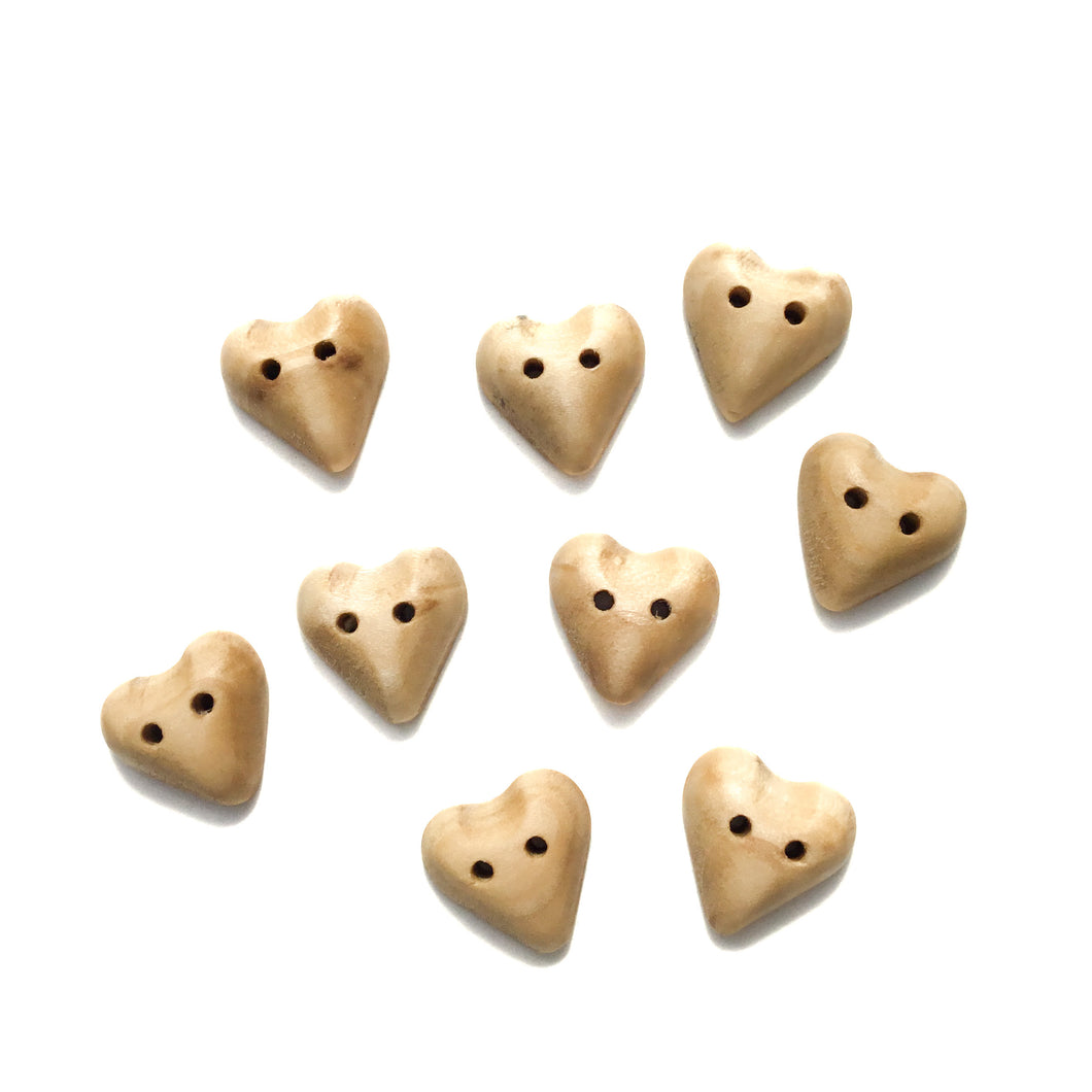 Poplar Wood Heart Buttons - 13/16