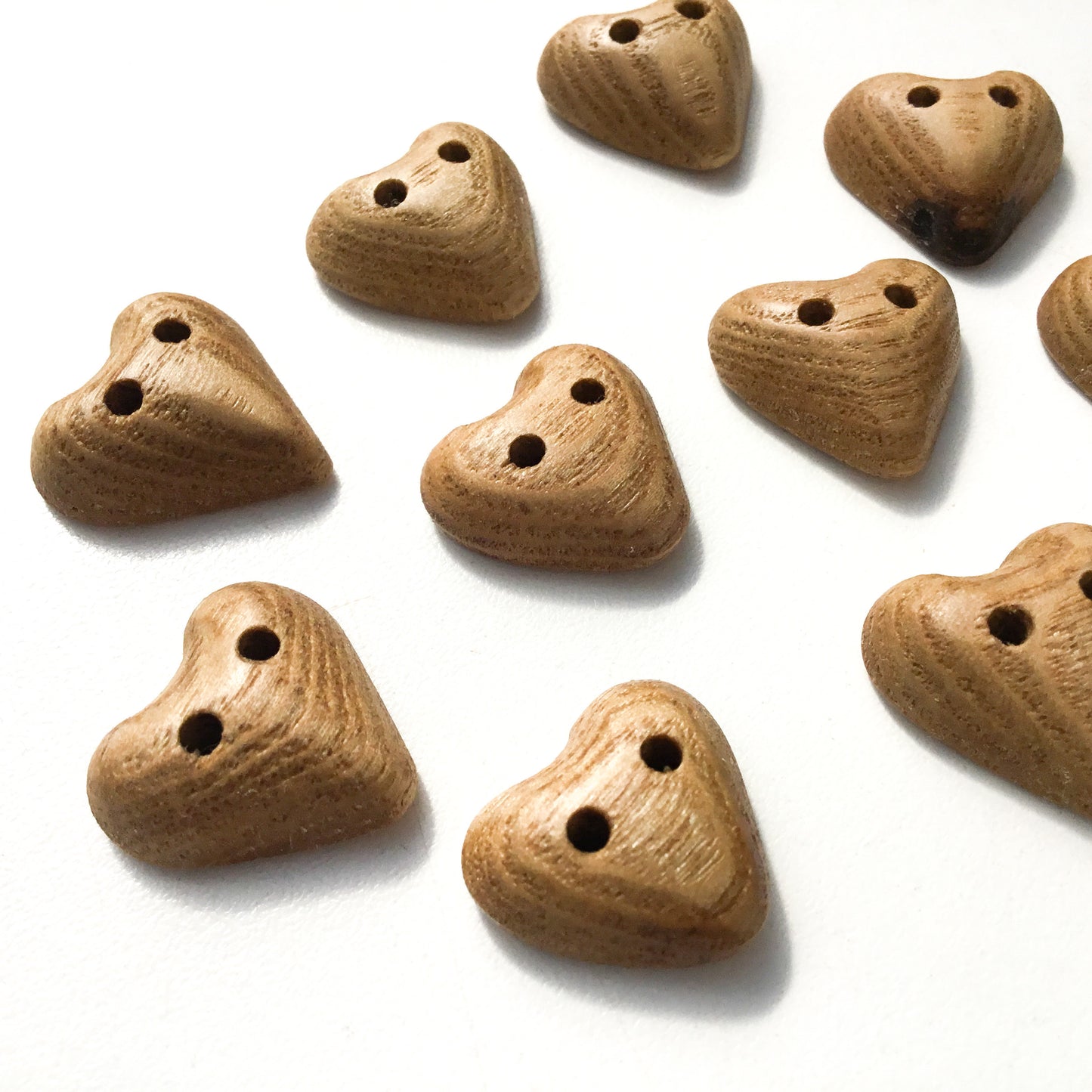 Sassafras Wood Heart Buttons - 13/16" x 7/8"