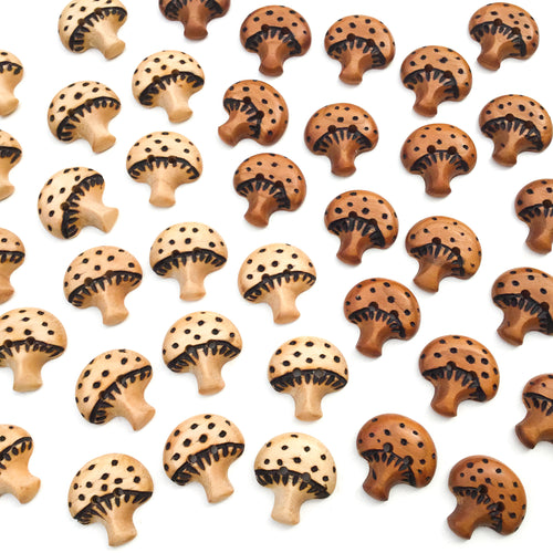 Wooden Mushroom Buttons -15/16