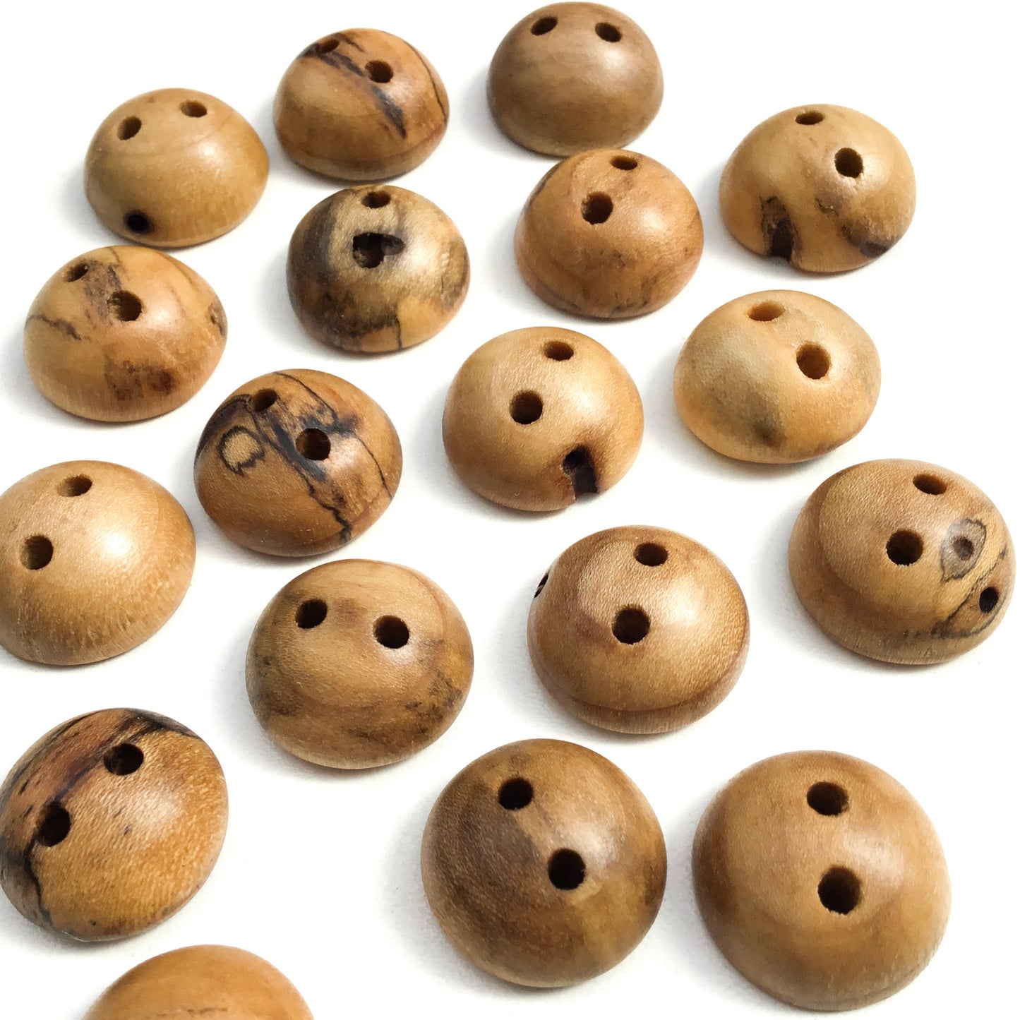Lightly Spalted Poplar Wood Buttons - 3/4" Pillowed - 5/16" thick